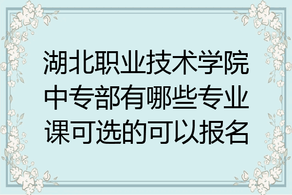 湖北职业技术学院中专部有哪些专业课可选的可以报名