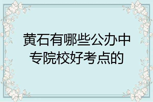 黄石有哪些公办中专院校好考点的