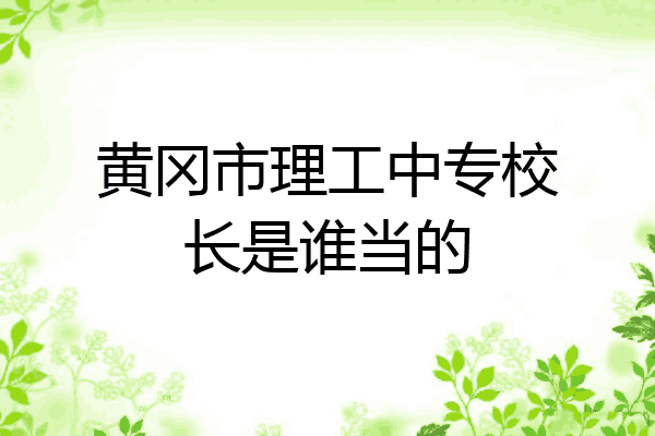 黄冈市理工中专校长是谁当的