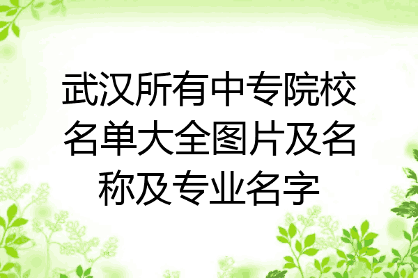 武汉所有中专院校名单大全图片及名称及专业名字