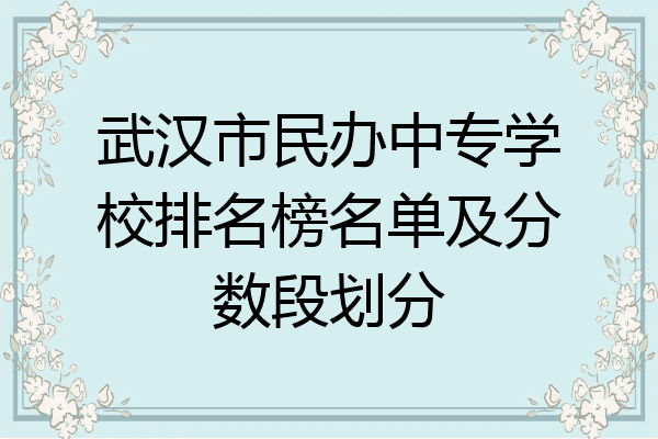 武汉市民办中专学校排名榜名单及分数段划分