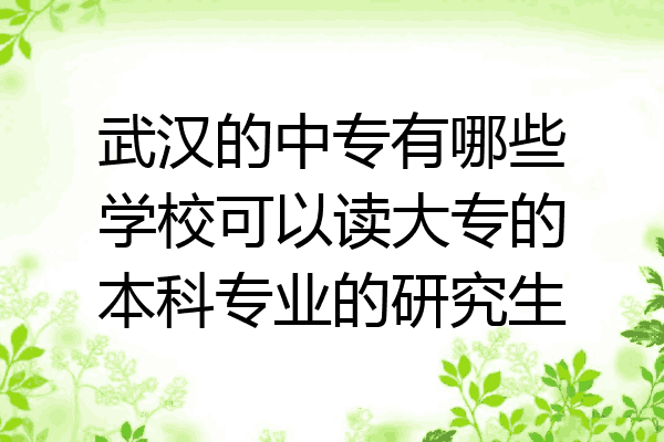 武汉的中专有哪些学校可以读大专的本科专业的研究生