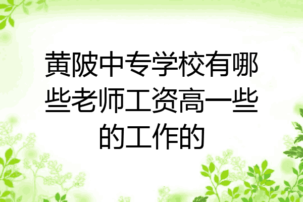黄陂中专学校有哪些老师工资高一些的工作的