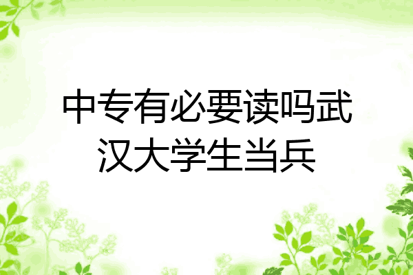 中专有必要读吗武汉大学生当兵