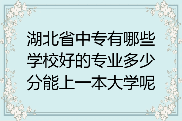 湖北省中专有哪些学校好的专业多少分能上一本大学呢