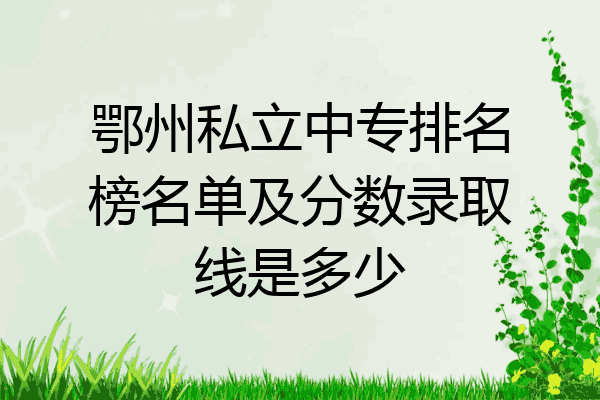 鄂州私立中专排名榜名单及分数录取线是多少