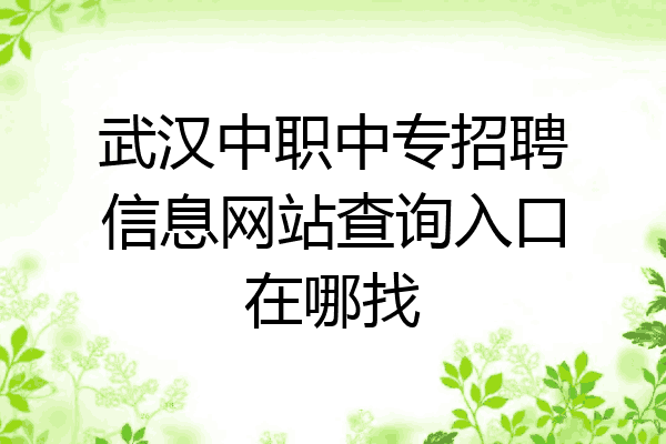 武汉中职中专招聘信息网站查询入口在哪找