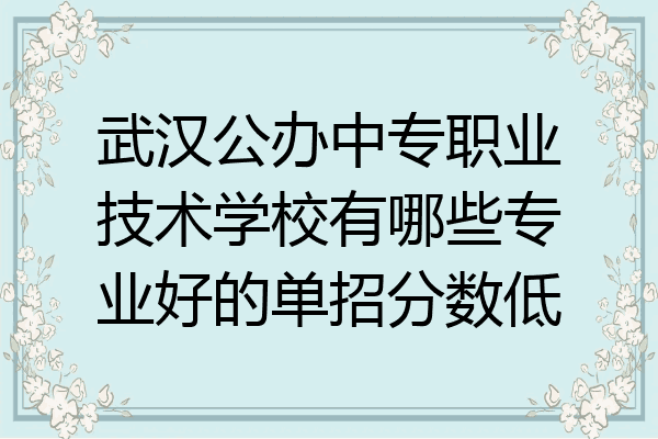 武汉公办中专职业技术学校有哪些专业好的单招分数低