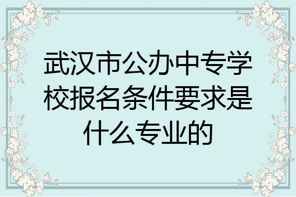 武汉市公办中专学校报名条件要求是什么专业的