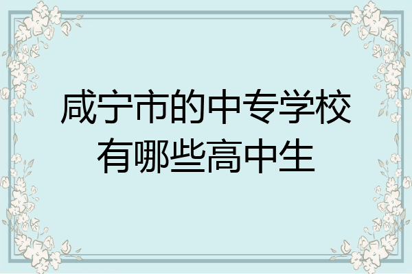 咸宁市的中专学校有哪些高中生