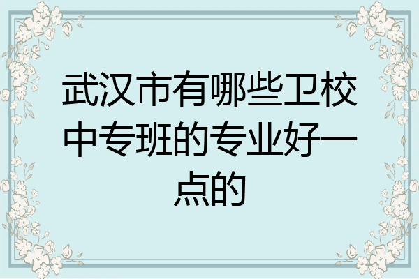 武汉市有哪些卫校中专班的专业好一点的