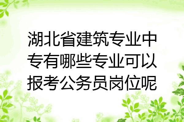 湖北省建筑专业中专有哪些专业可以报考公务员岗位呢