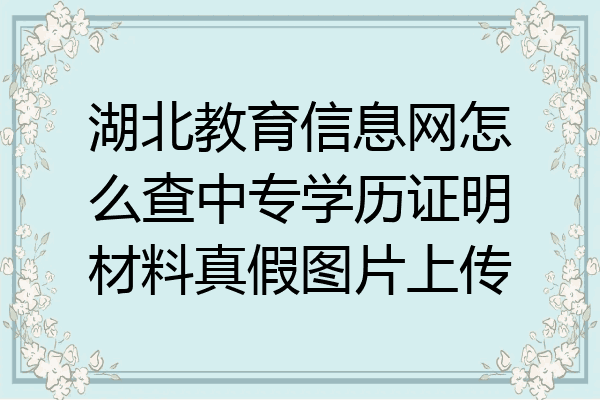 湖北教育信息网怎么查中专学历证明材料真假图片上传