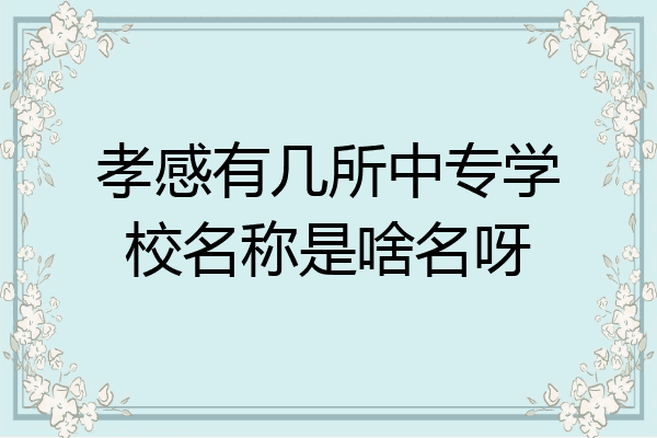 孝感有几所中专学校名称是啥名呀