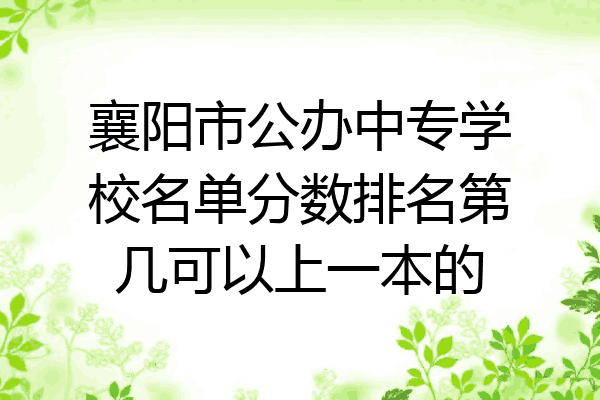 襄阳市公办中专学校名单分数排名第几可以上一本的
