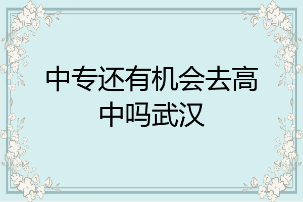 中专还有机会去高中吗武汉