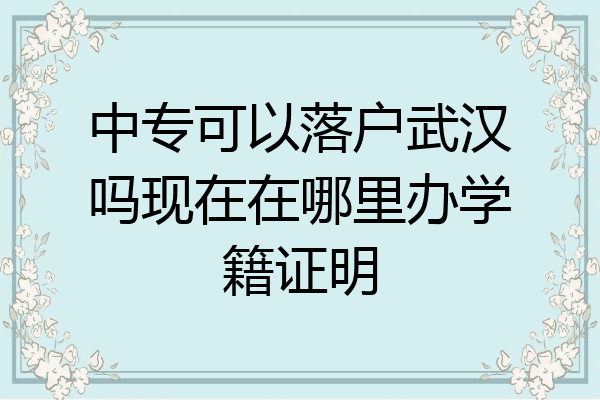 中专可以落户武汉吗现在在哪里办学籍证明