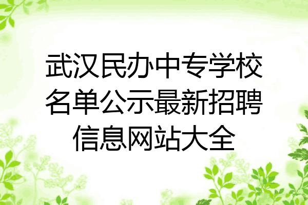 武汉民办中专学校名单公示最新招聘信息网站大全