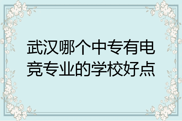武汉哪个中专有电竞专业的学校好点