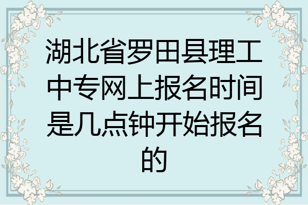 湖北省罗田县理工中专网上报名时间是几点钟开始报名的
