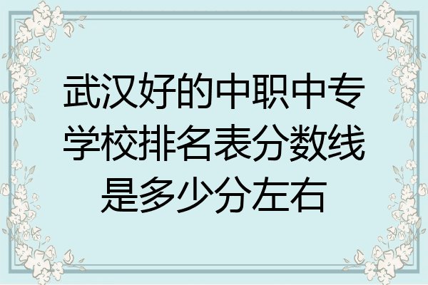 武汉好的中职中专学校排名表分数线是多少分左右