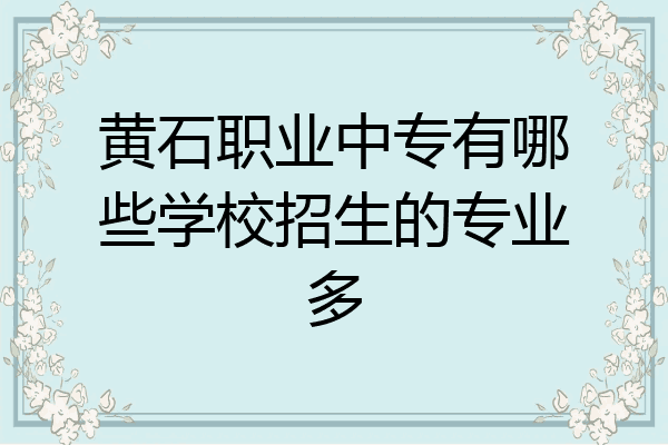 黄石职业中专有哪些学校招生的专业多