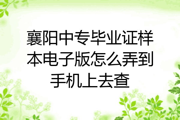 襄阳中专毕业证样本电子版怎么弄到手机上去查