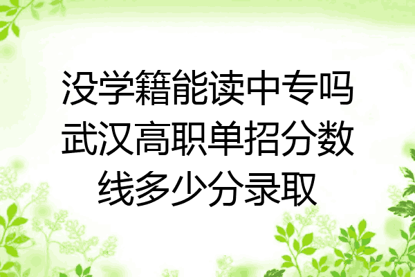 没学籍能读中专吗武汉高职单招分数线多少分录取