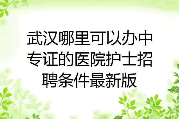 武汉哪里可以办中专证的医院护士招聘条件最新版