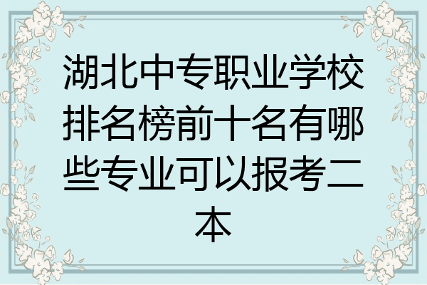 湖北中专职业学校排名榜前十名有哪些专业可以报考二本