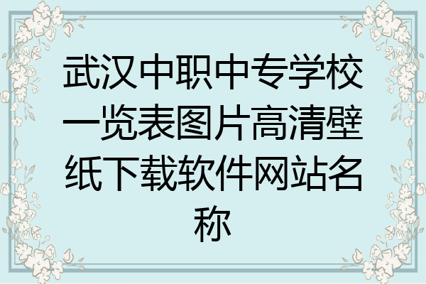武汉中职中专学校一览表图片高清壁纸下载软件网站名称