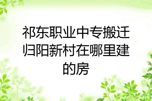 祁东职业中专搬迁归阳新村在哪里建的房