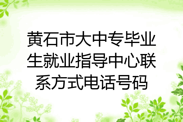 黄石市大中专毕业生就业指导中心联系方式电话号码