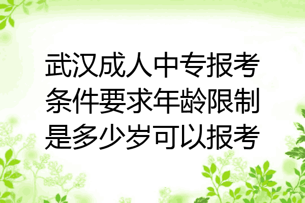武汉成人中专报考条件要求年龄限制是多少岁可以报考