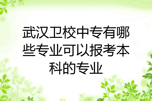 武汉卫校中专有哪些专业可以报考本科的专业