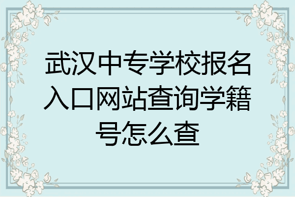 武汉中专学校报名入口网站查询学籍号怎么查