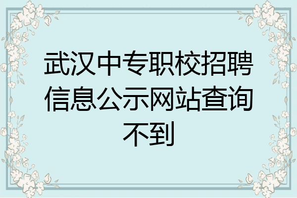 武汉中专职校招聘信息公示网站查询不到