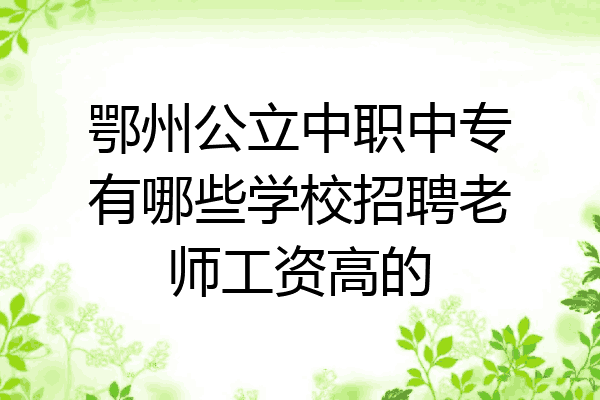 鄂州公立中职中专有哪些学校招聘老师工资高的