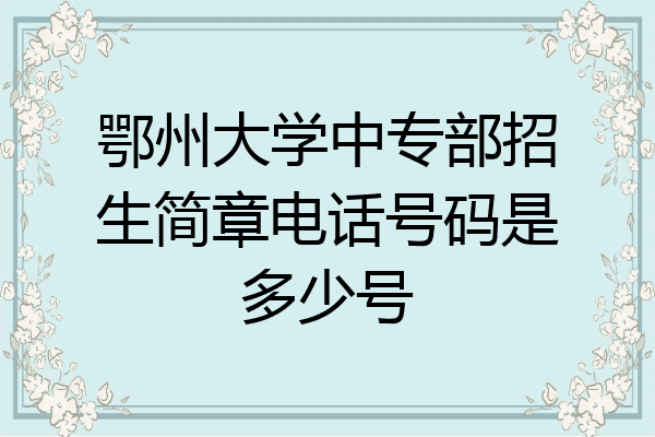 鄂州大学中专部招生简章电话号码是多少号