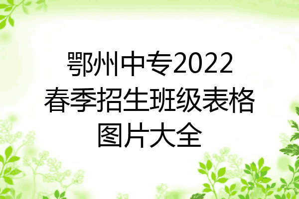 鄂州中专2022春季招生班级表格图片大全