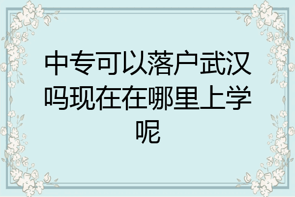 中专可以落户武汉吗现在在哪里上学呢
