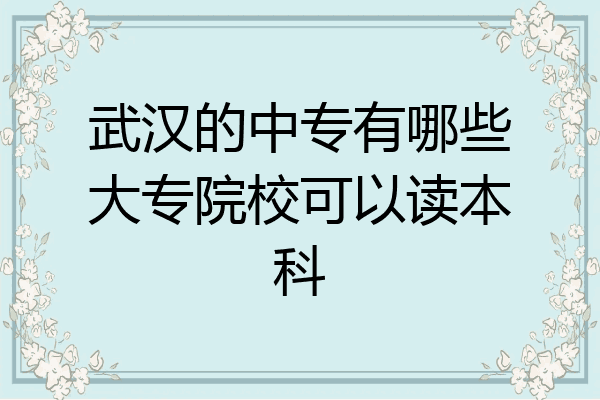 武汉的中专有哪些大专院校可以读本科