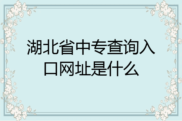 湖北省中专查询入口网址是什么