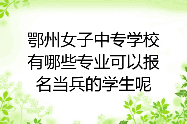 鄂州女子中专学校有哪些专业可以报名当兵的学生呢