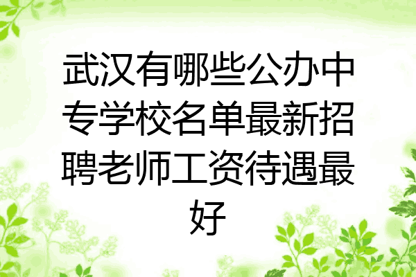 武汉有哪些公办中专学校名单最新招聘老师工资待遇最好
