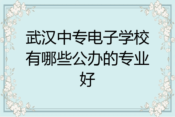 武汉中专电子学校有哪些公办的专业好