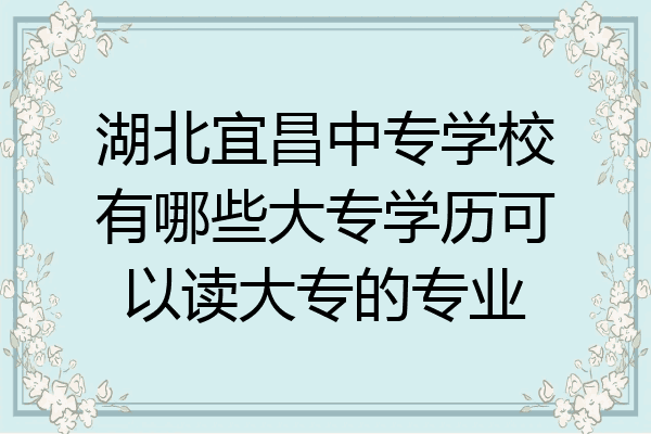 湖北宜昌中专学校有哪些大专学历可以读大专的专业
