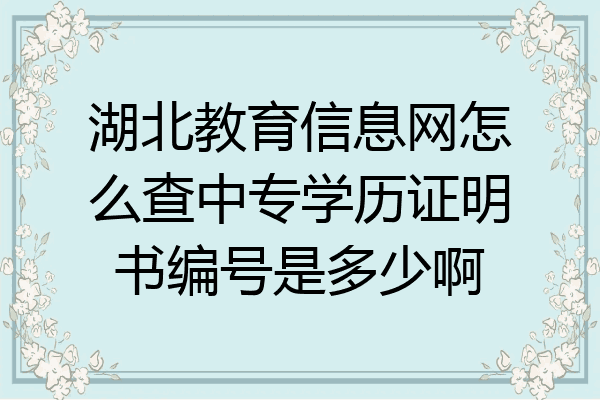 湖北教育信息网怎么查中专学历证明书编号是多少啊