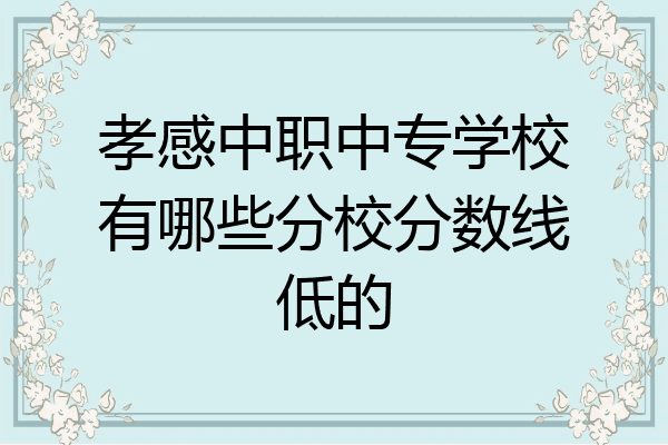 孝感中职中专学校有哪些分校分数线低的