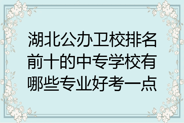 湖北公办卫校排名前十的中专学校有哪些专业好考一点
